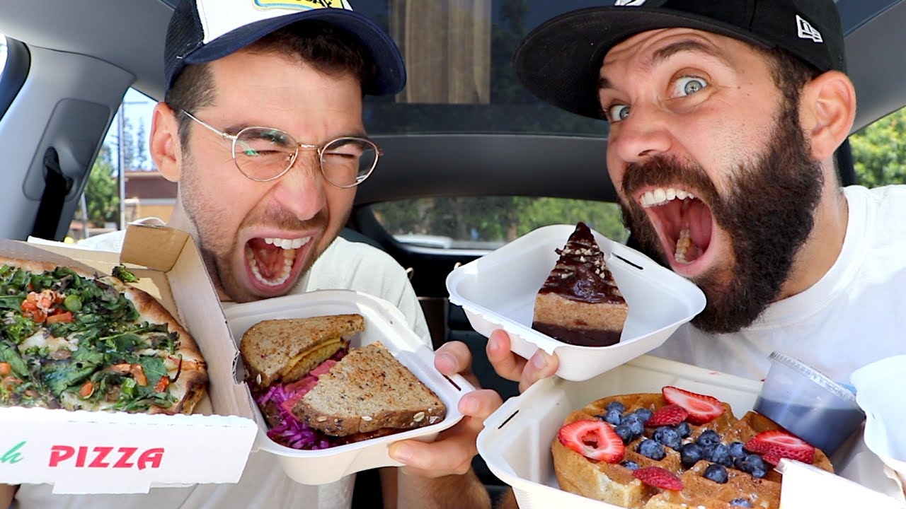 HIS FIRST EVER MUKBANG!! (ULTIMATE VEGAN FOOD FEAST!)