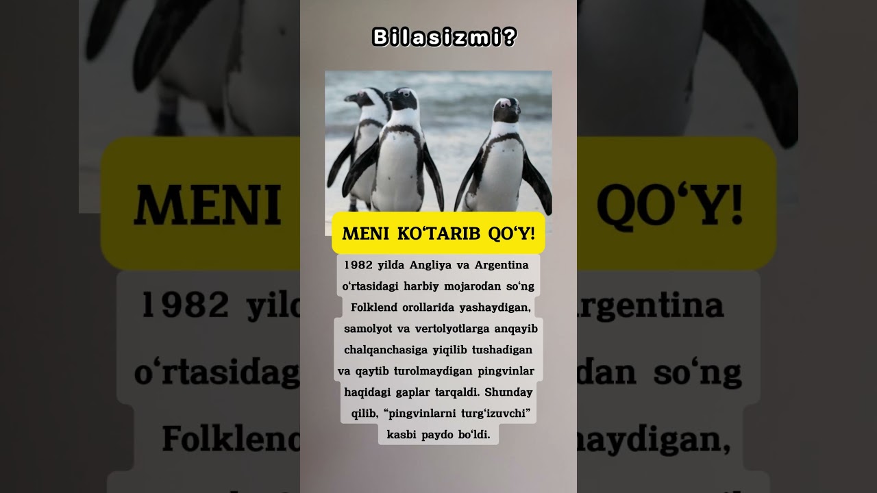 Pingvin turg'izuvchilar #bilasizmi #facts #rek