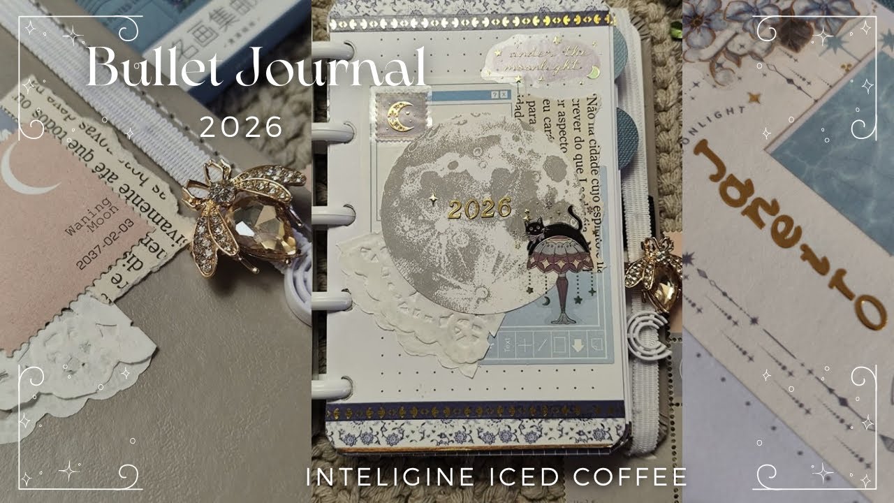 💫Personalizando meu Bullet Journal de 2026 ✨ + Plan with me de Janeiro🪻 ft. inteligine iced coffee☕️