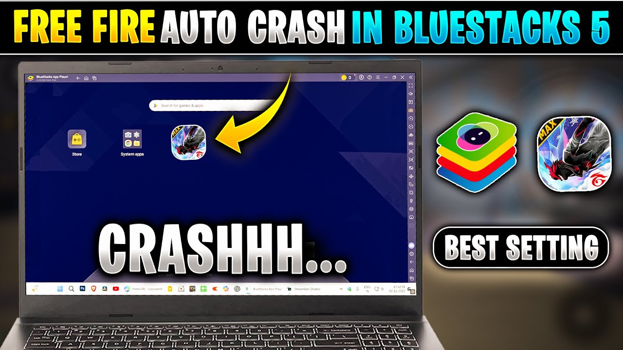 How To Solve Free Fire Crash Problem In Bluestacks 5 | Bluestacks 5 Crash Problem | FF Auto Back