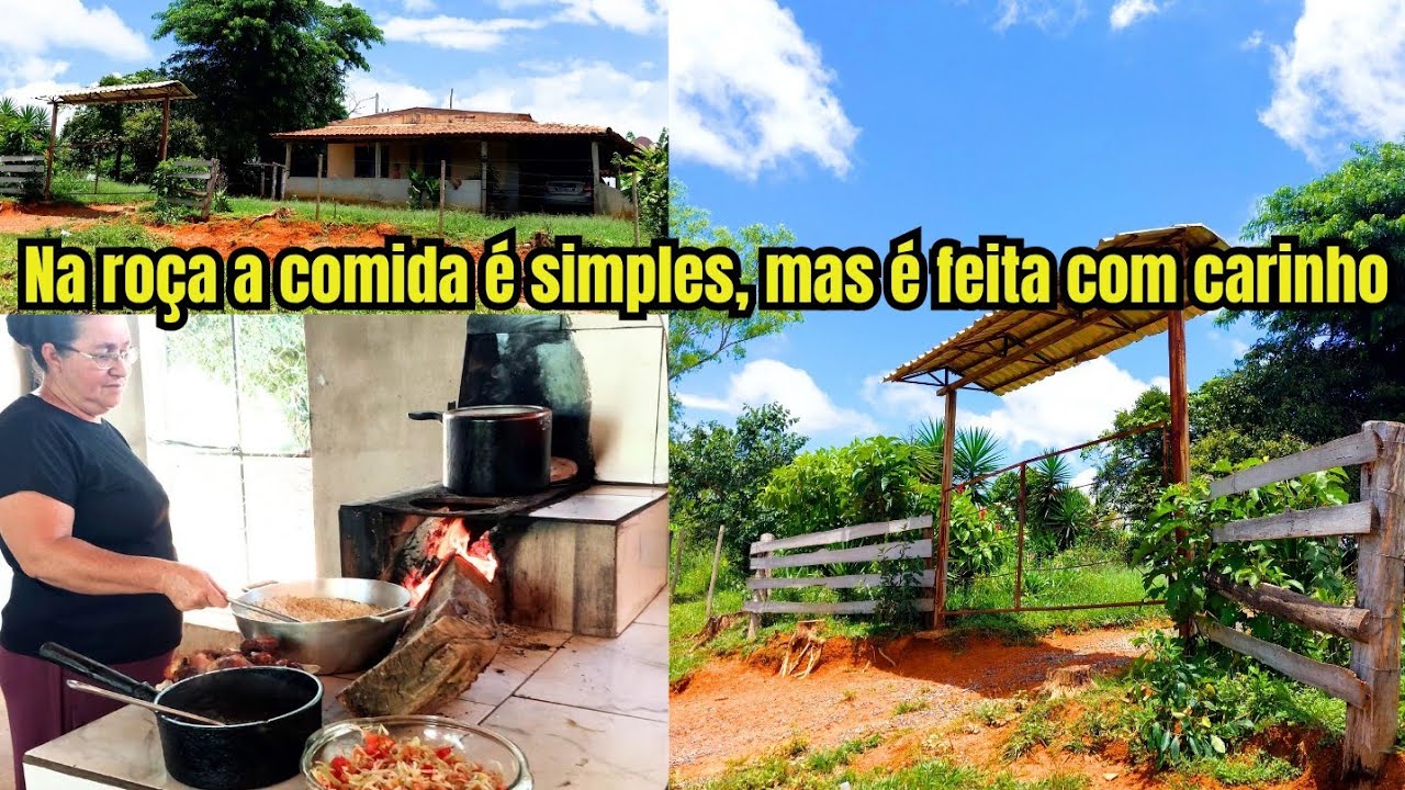 ALMOÇO SIMPLES NA ROÇA FEITO NO FOGÃO A LENHA | DIA CHUVOSO