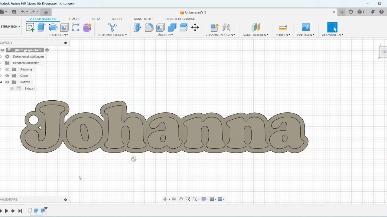 Namens-Schlüsselanhänger mit Autodesk Fusion 360