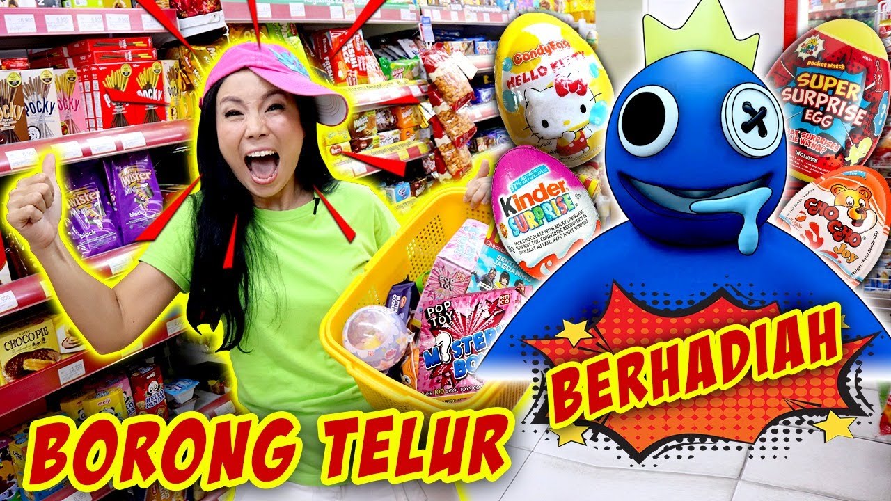 BORONG TELUR BERHADIAH MAINAN DI ALFAMART SAMPAI KOSONG ! KETEMU RAINBOW FRIENDS BIRU DI MINIMARKET
