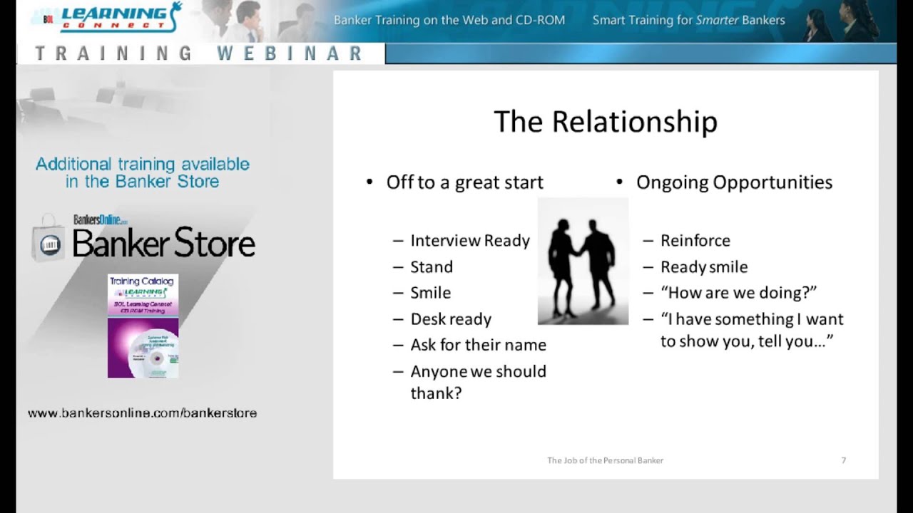 The Job of the Personal Banker - Covering the Basics