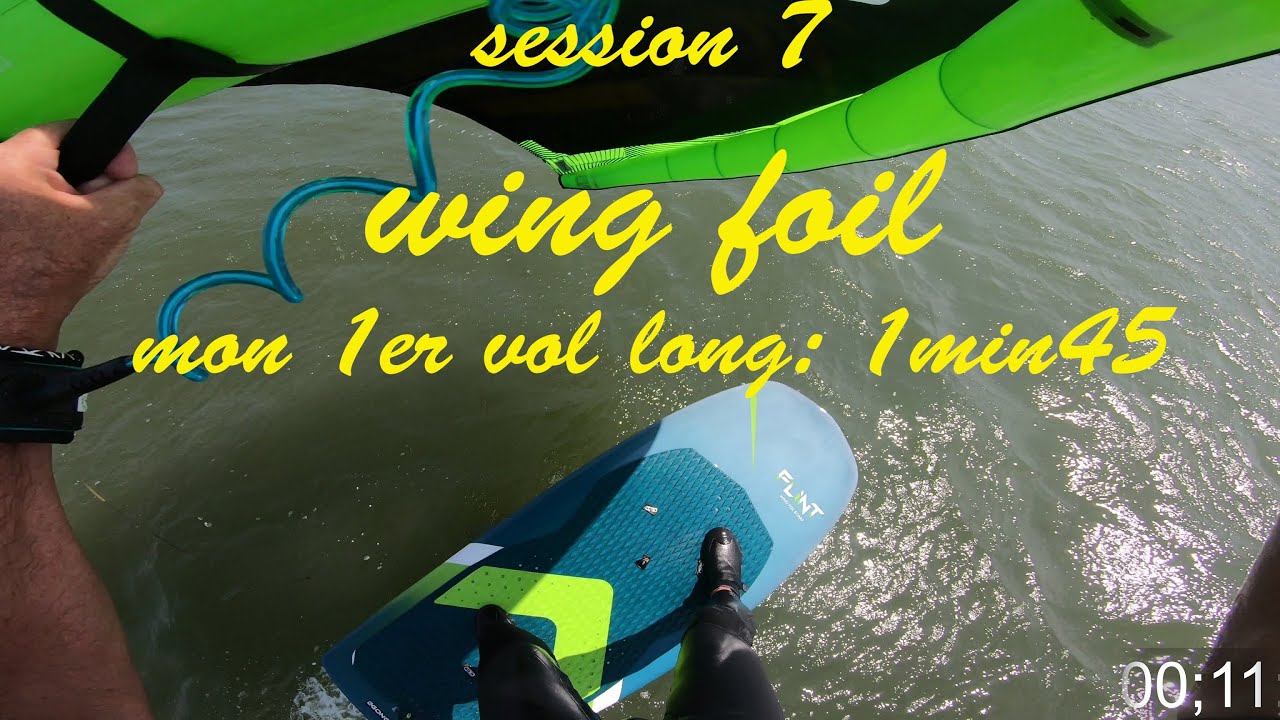 J'apprends le wing foil - session 7 - 1er vol long (1mn45 environ)