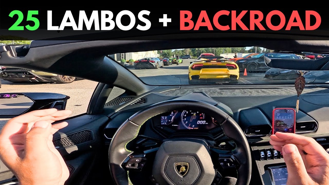 25 Lamborghinis Cruise THE Backroads Before Hitting the Highway!