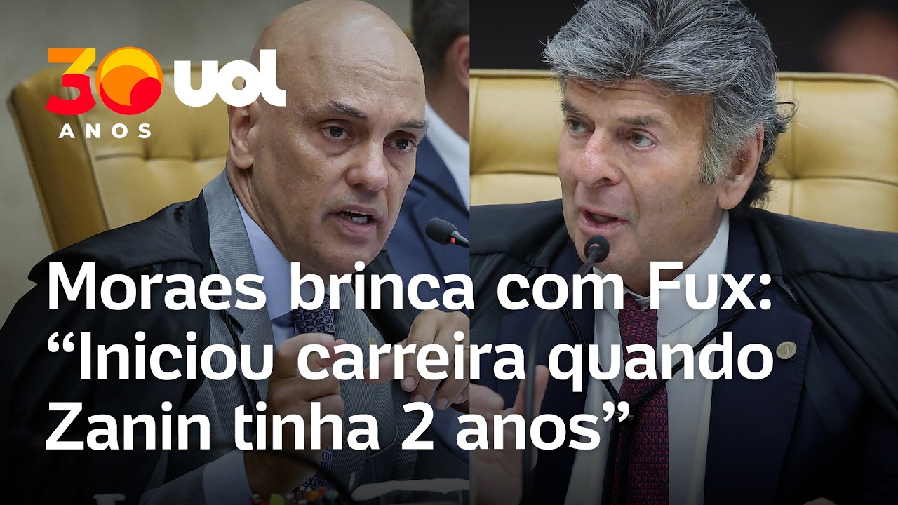 Moraes homenageia Fux e brinca: 'Iniciou carreira quando Zanin tinha dois anos'