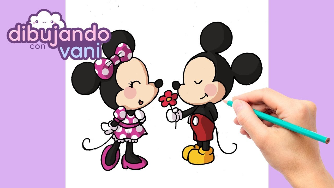 COMO DIBUJAR A MINNIE Y MICKEY PASO A PASO - DIBUJOS KAWAII PARA DIBUJAR  - IMAGENES FACILES DISNEY