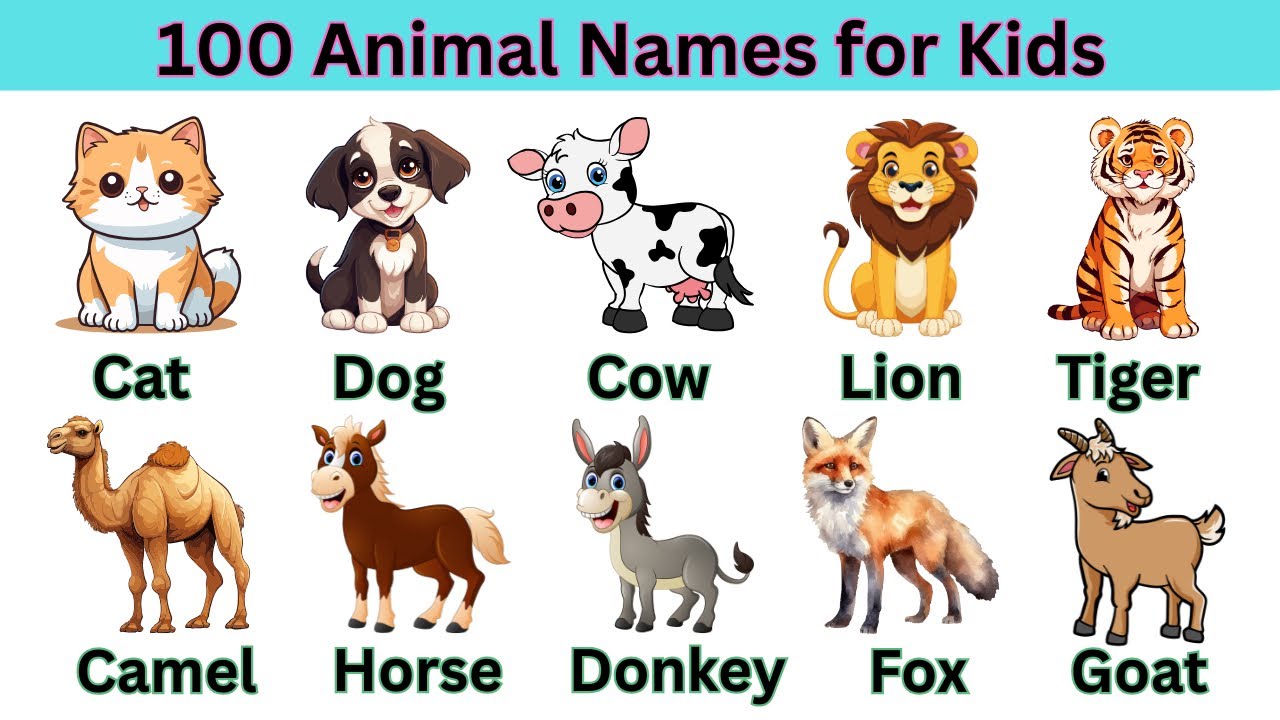 100 Animal Names for Kids | Wild Animals Names with Pictures | English Vocabulary | Animals Names