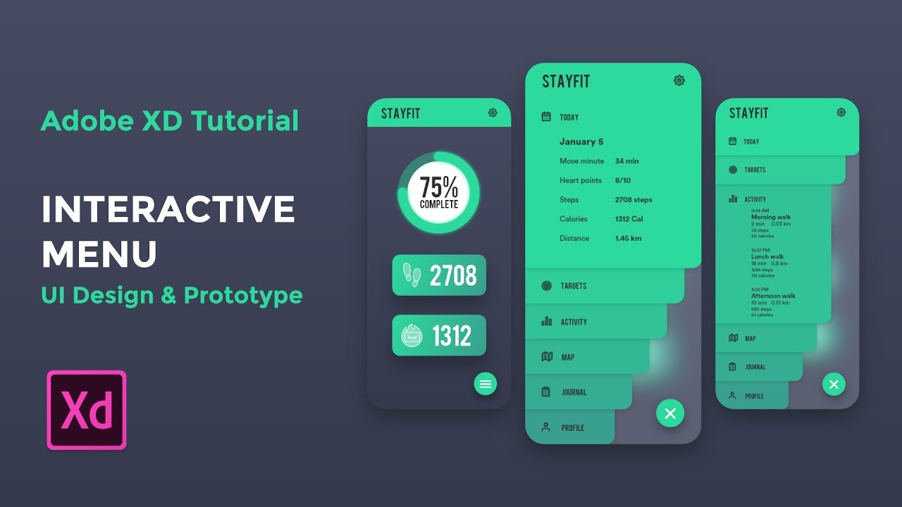 Interactive Menu (UI design & Prototype) - Adobe XD tutorial [2019]