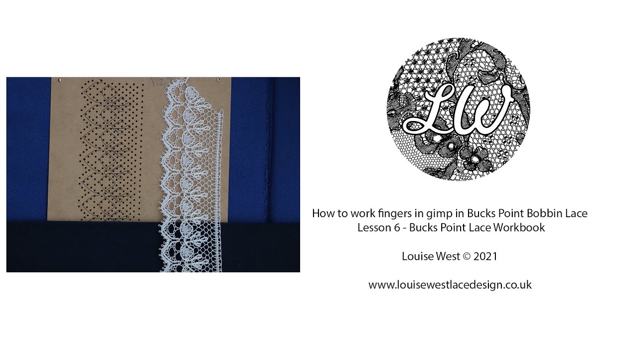 How to work fingers in gimp, in Bucks Point Bobbin lace - lesson 6, Bucks Point lace workbook