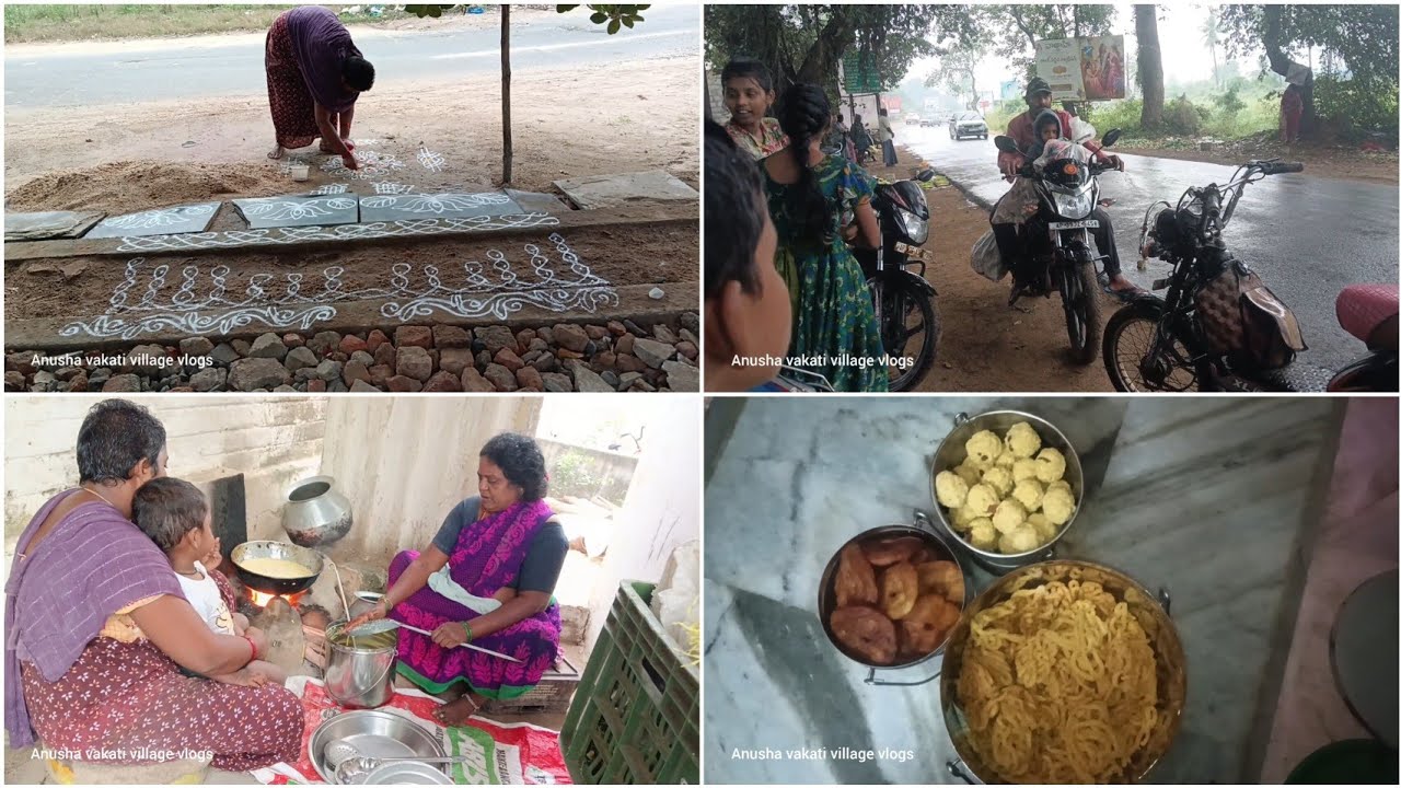 పండుగకి పిల్లల కోసం మా అమ్మ చేసిన పిండివంటలు// వర్షం లో తడుస్తూనే ఇంటికి చేరుకొన్నాము 