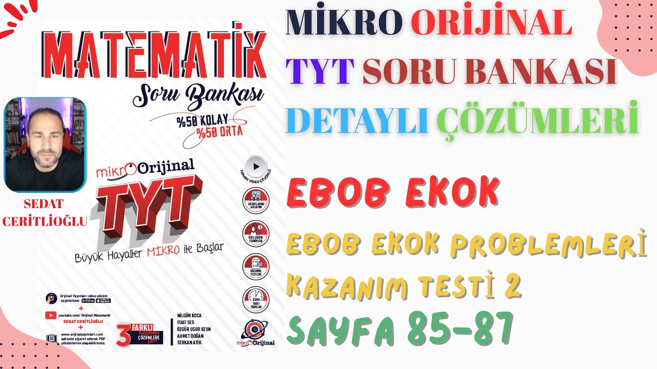 2026 MİKRO ORİJİNAL TYT SORU BANKASI ÇÖZÜMLERİ SYF 85-87 #orijinalmatematik #mikroorijinal #yks2026