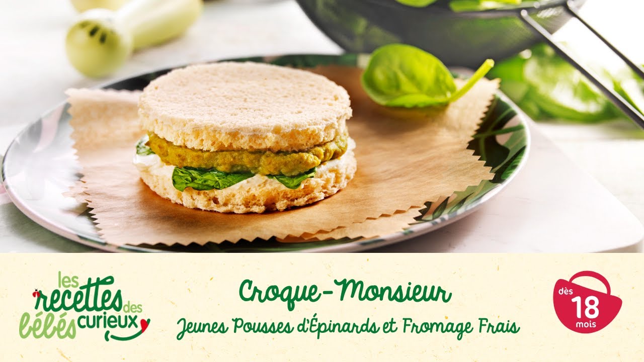 Recette b&eacute;b&eacute; : Croque-monsieur aux jeunes pousses d&rsquo;&eacute;pinards et fromage frais