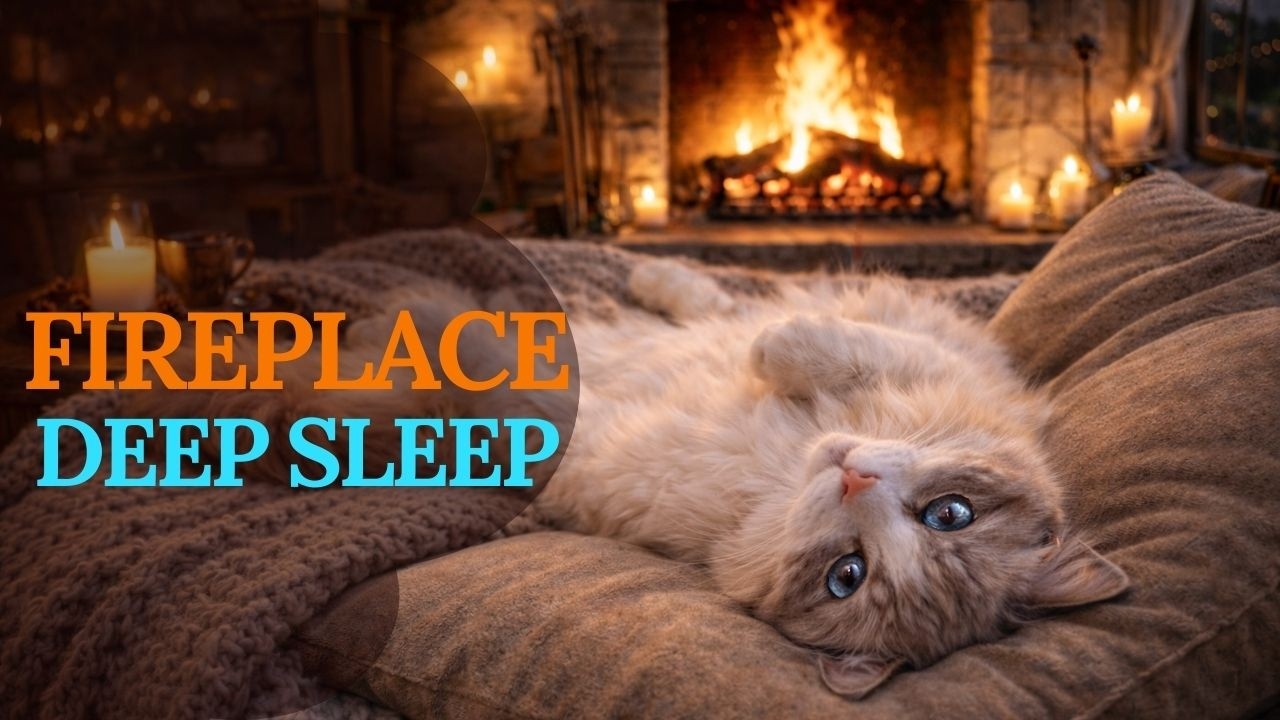 10 HOURS Fireplace Sounds for Sleep 🔥 No Music | Cozy Night Fire Crackling | Bea Sleeping 🐾