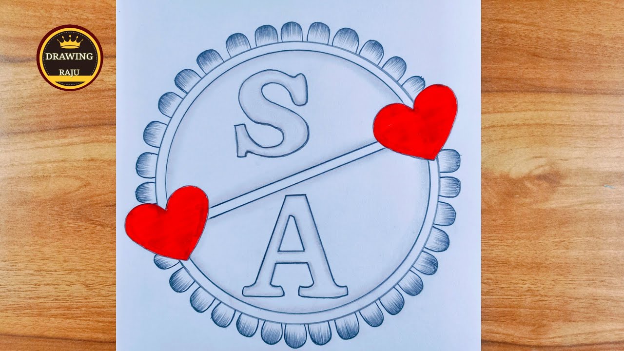 How to make S❤️A letter couple drawing||simple S+A letter drawing with pencil sketch art video 