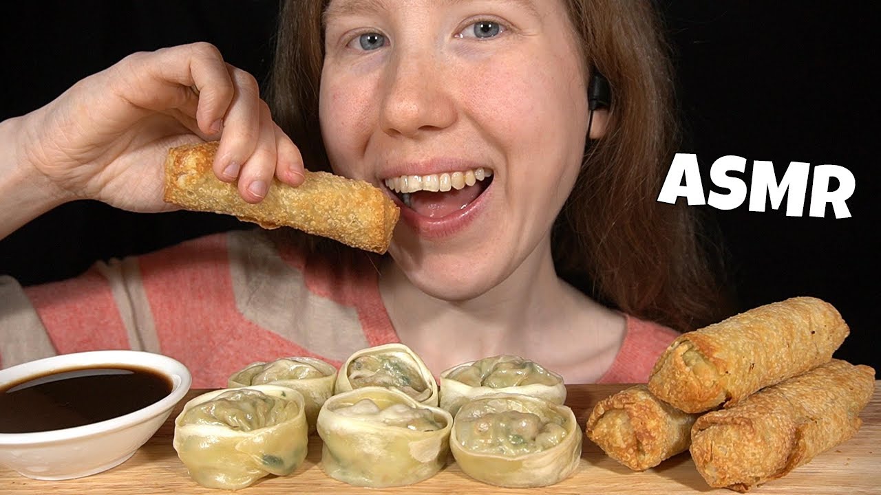 ASMR MANDU DUMPLINGS + EGG ROLLS MUKBANG (No Talking) EATING SOUNDS
