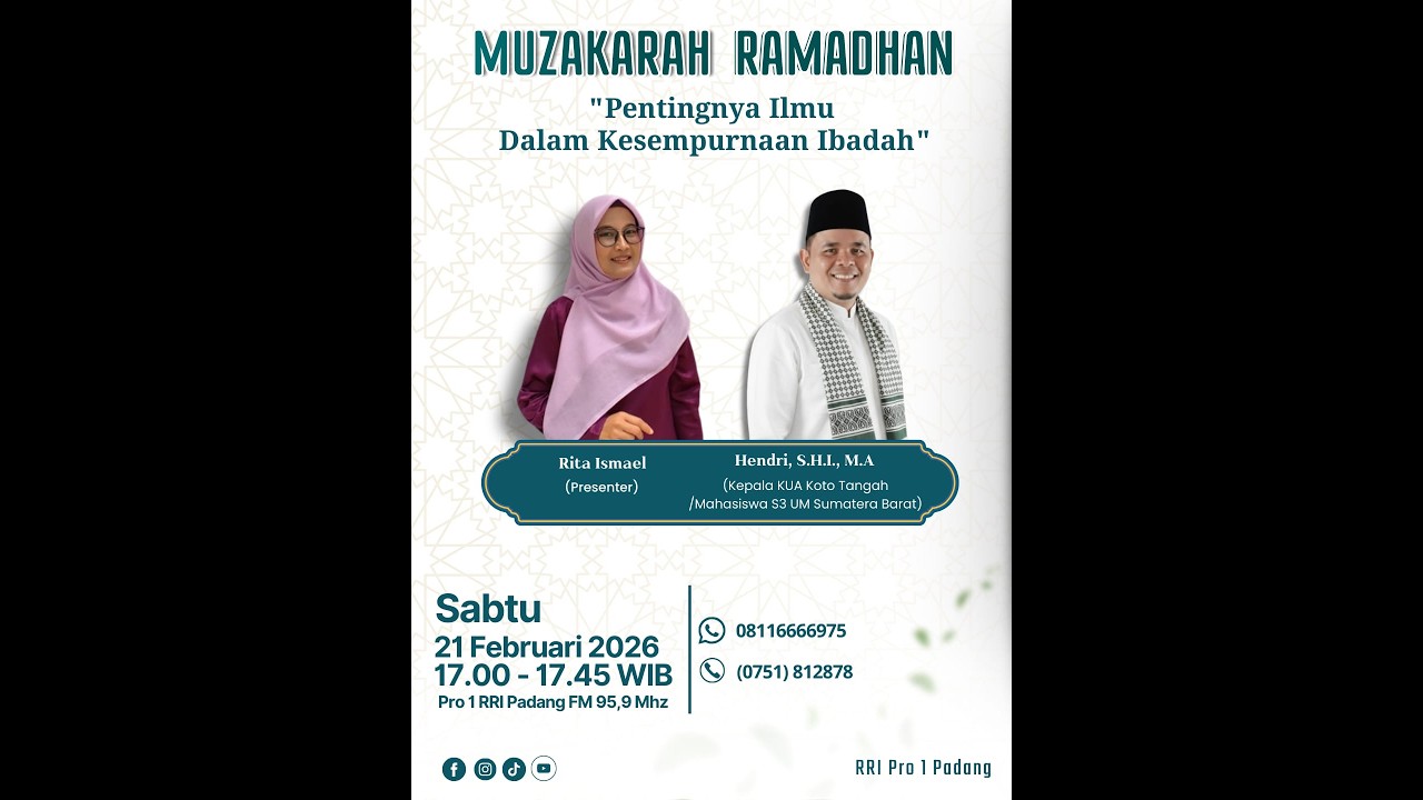 MUZAKARAH RAMADHAN  || SABTU, 21 FEBRUARI 2026