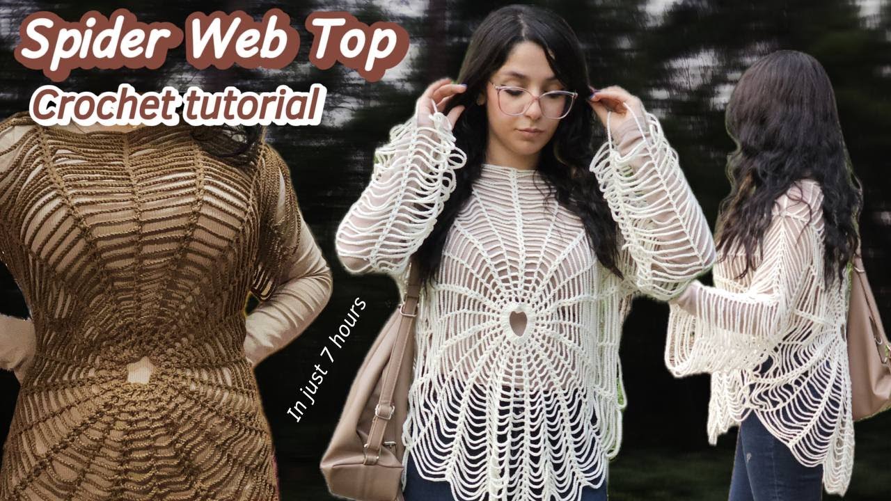 Crochet Spider Web Top,heart and star in middle🕸️IN JUST 7 HOURS!