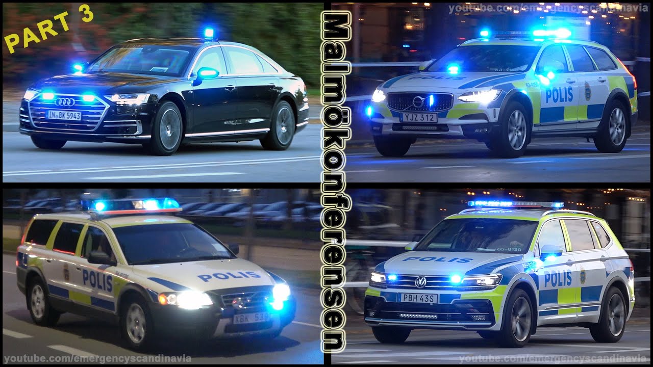 [Sweden] Police and security vehicles escorting politicians