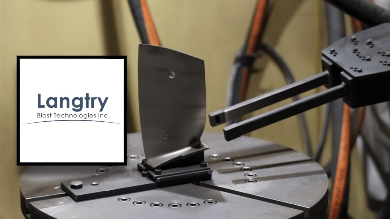 Langtry Blast Technologies Inc - Robotic Shot Peen - Medium Blade Peening Setup