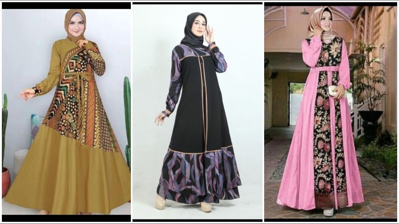 Inspirasi baju gamis kombinasi batik