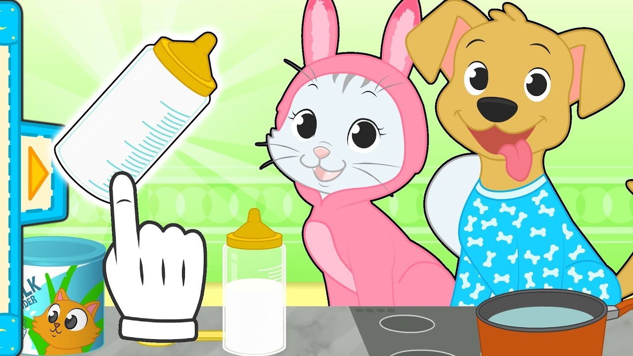 BABY PETS Max y Kira se preparan para ir a dormir 😴 Dibujos animados infantiles en español