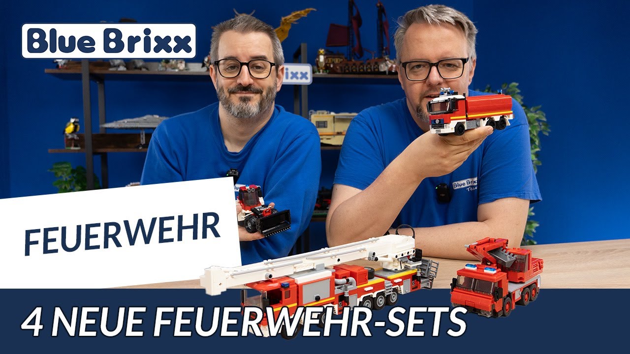 4 Neue Feuerwehr-Sets von BlueBrixx! Tankwagen, Radlader, Bagger & Groß-Gelenklastbühne
