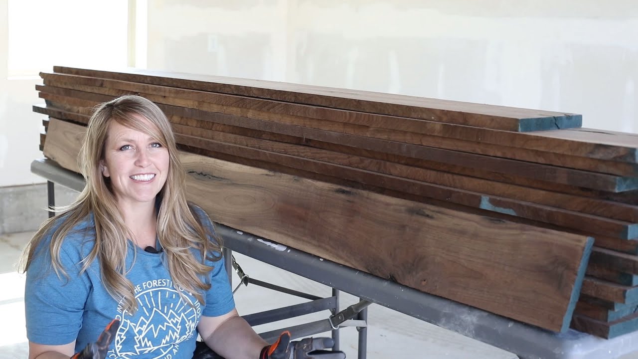 Big Build Off Competition week 1 - Hertoolbelt prepping rustic walnut for dining table build