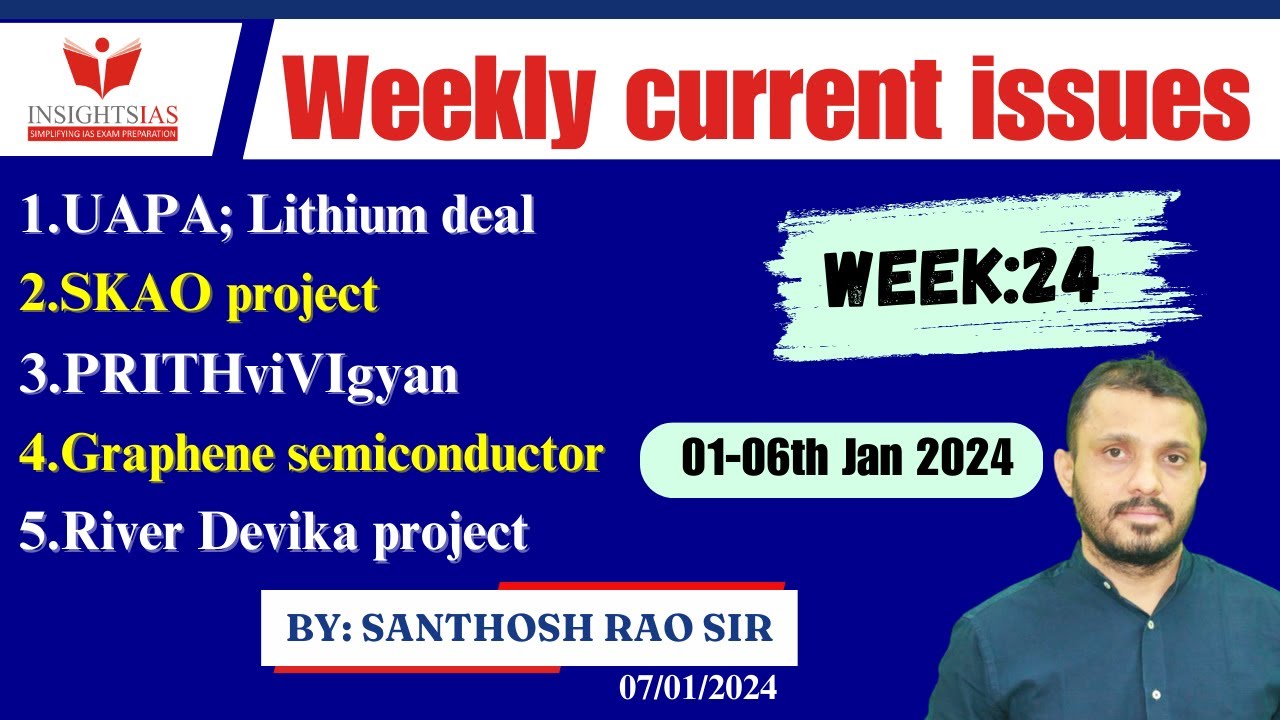 Week 24 (01-06th Jan)||Weekly Current Affairs in English|| I-CAN Issues by Santhosh Rao UPSC