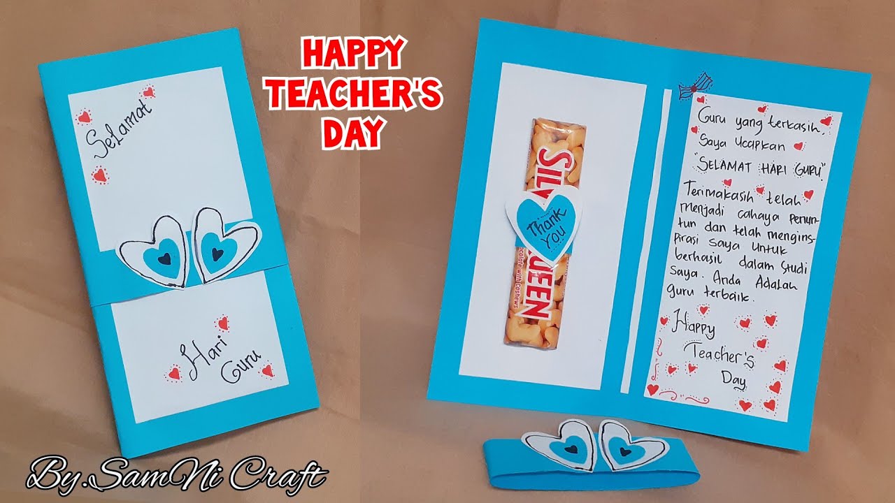 DIY Kartu Ucapan Hari guru || Hadiah Coklat Untuk Hari Guru || Teacher's Day Card