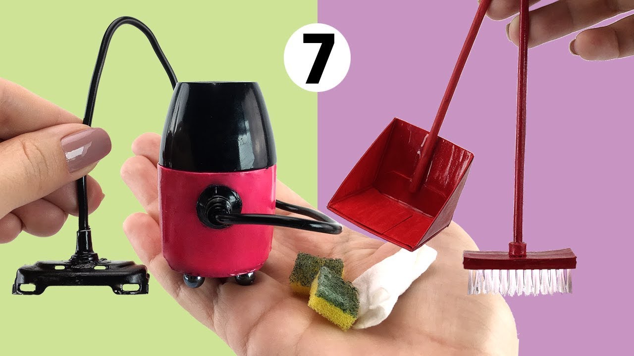 7 вещей для уборки для куклы Барби легко сделать - DIY Miniature