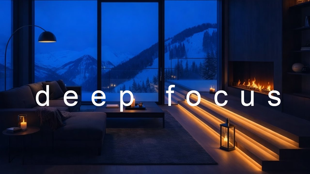 Deep Focus Music – Winter Mountain View & Luxury Apartment Ambience for Productivity