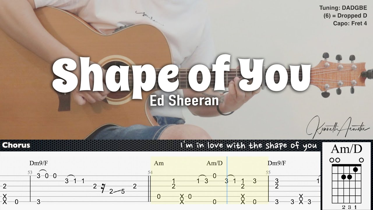 Shape of You - Ed Sheeran | Fingerstyle Guitar | TAB + Chords + Lyrics