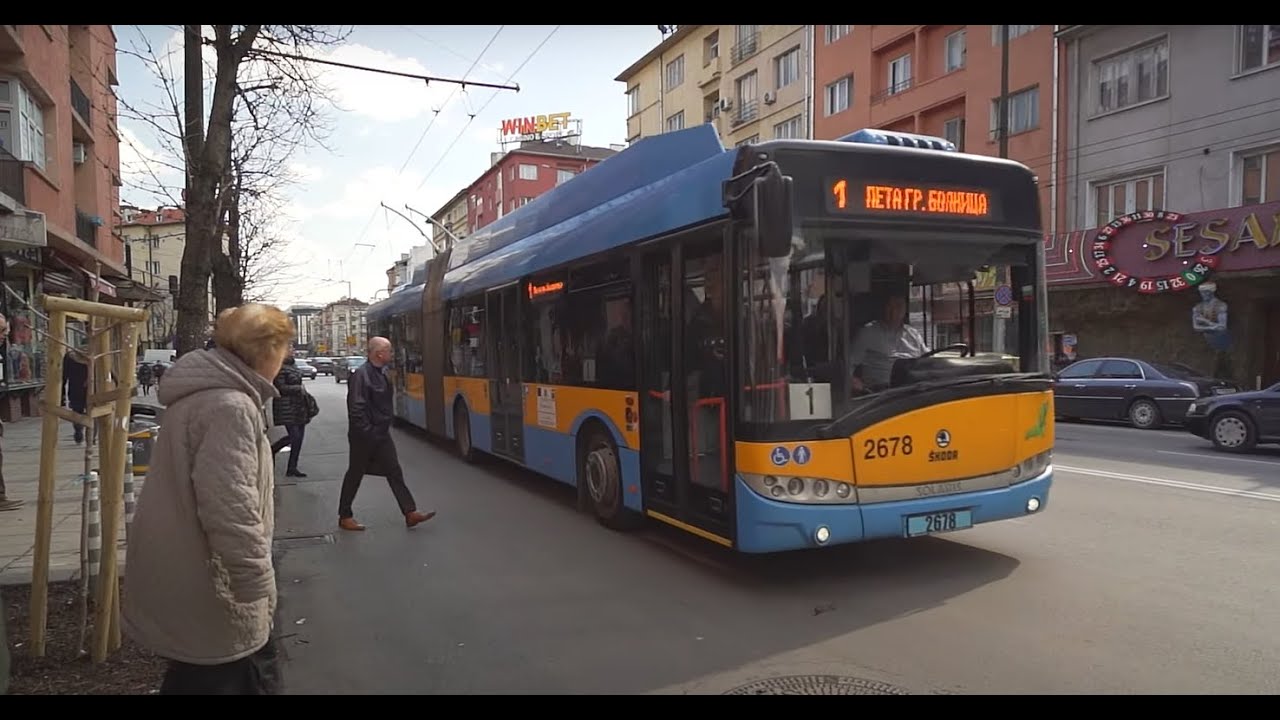 Bulgaria, Sofia, trolleybus 1 ride from Prague Blvd to Ul. Ohrid
