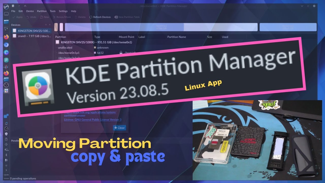 Приложение для Linux — KDE Partition Manager (перемещение разделов / копирование и вставка)