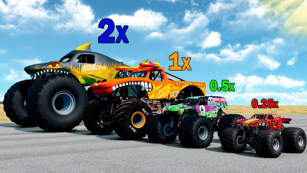 Big vs Medium vs Small Monster Trucks - Beamng Monster Truck Crashes