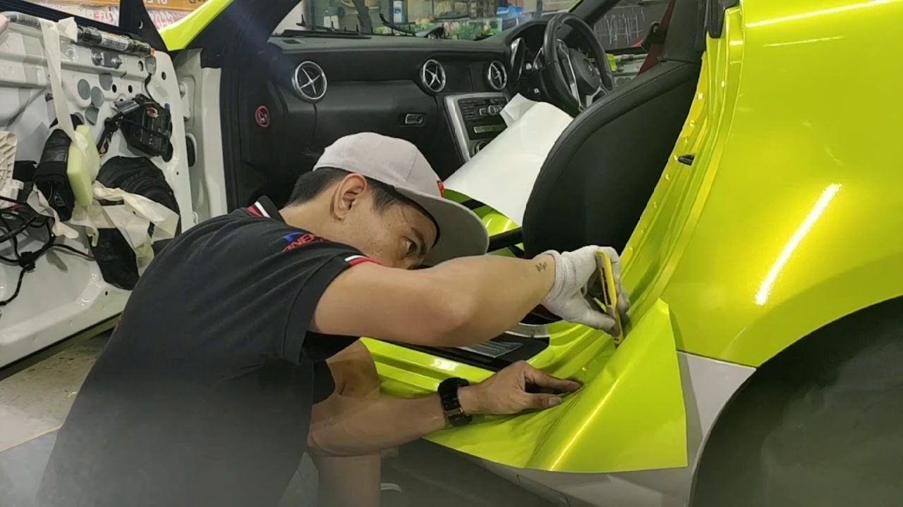 SLK 200 wrap in Fluorescent Lemon Yellow