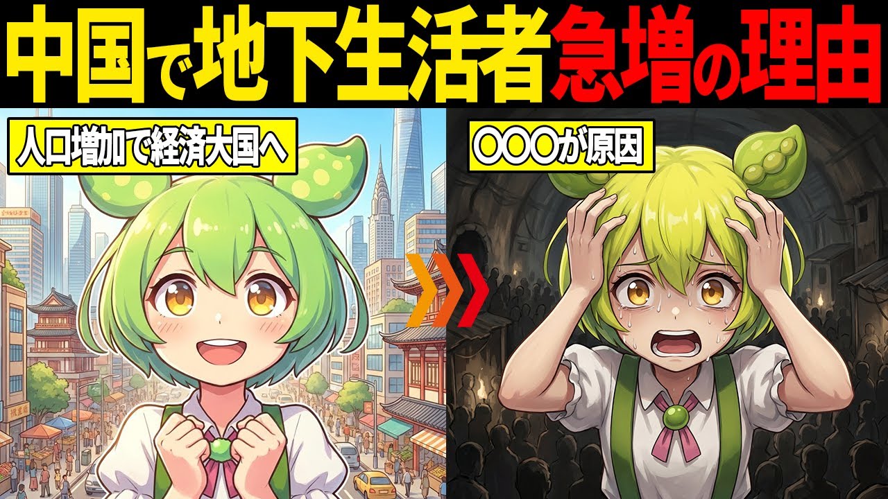 人口増加で国家崩壊！？中国とインドで地下生活者続出の理由【ずんだもん・ゆっくり解説】