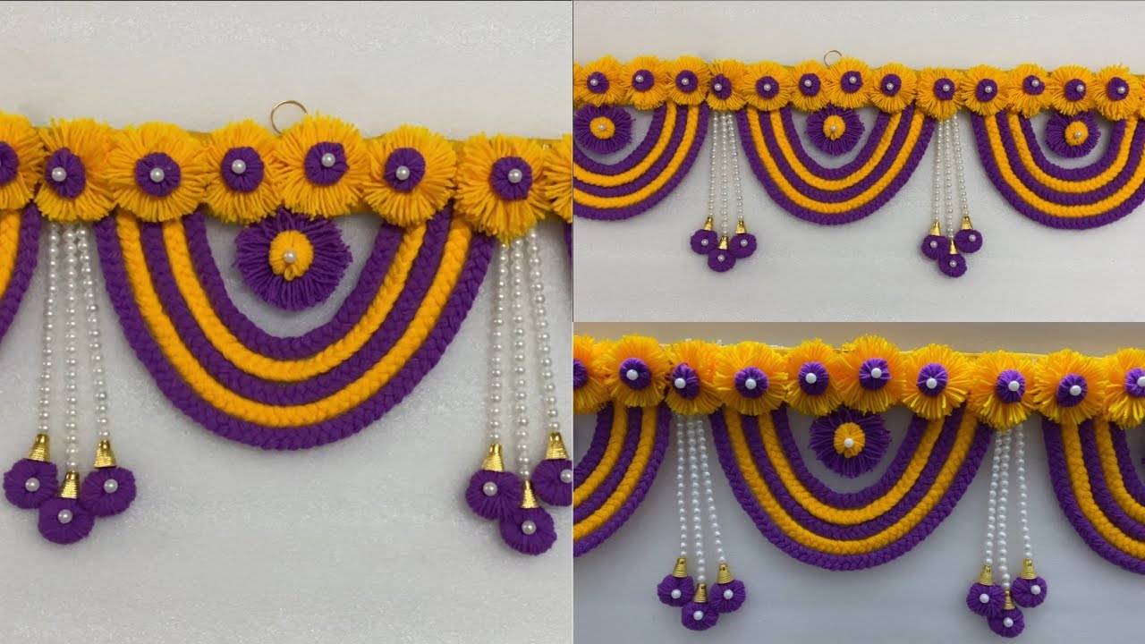 DIY | Woollen Craft Ideas | Woollen Braid Door Toran Making Ideas At Home With Woollen Flowers
