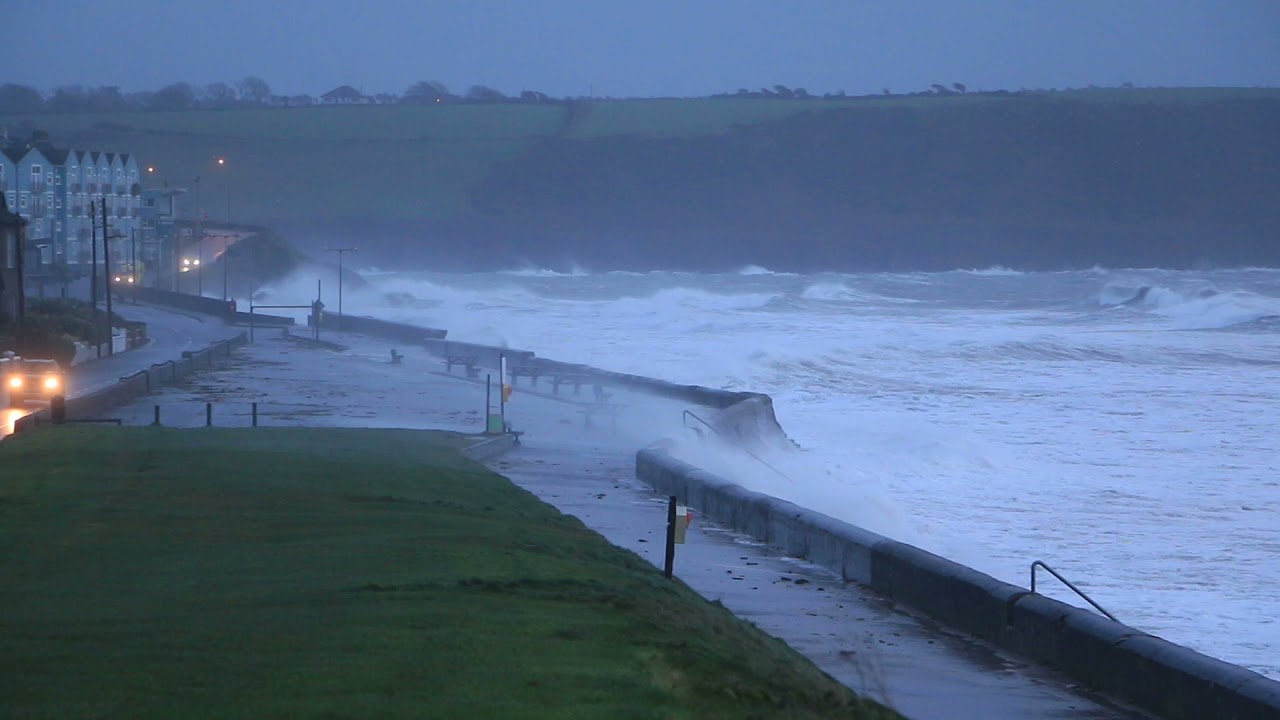 Storm Barra makes landfall on Youghal beach, County Cork.