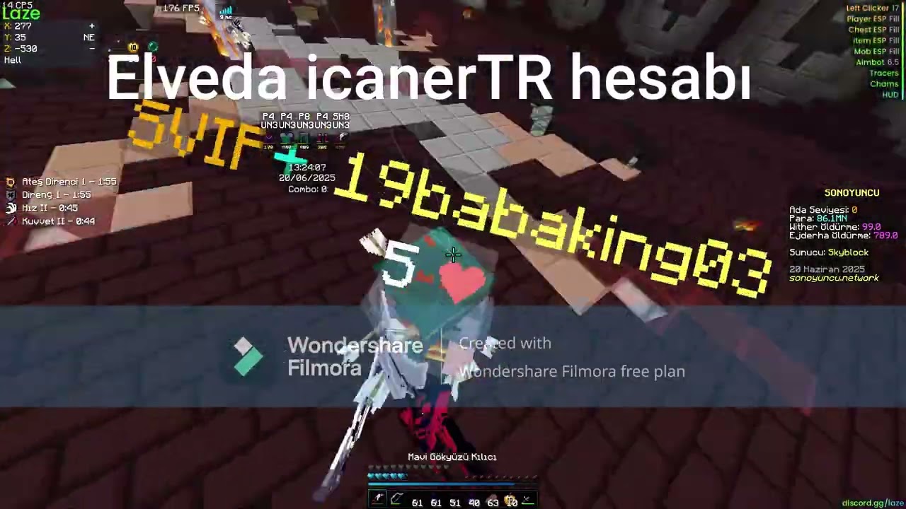 icanerTR hesabında son pvp ve son ws **BAN YEDİM** SonOyuncu SkyBlock Nether PvP Part 52 - Minecraft