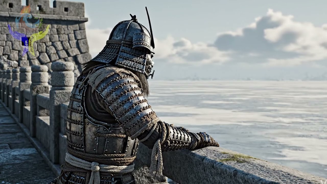 Samurai at Coastal Overlook – Sea Locked in Silence