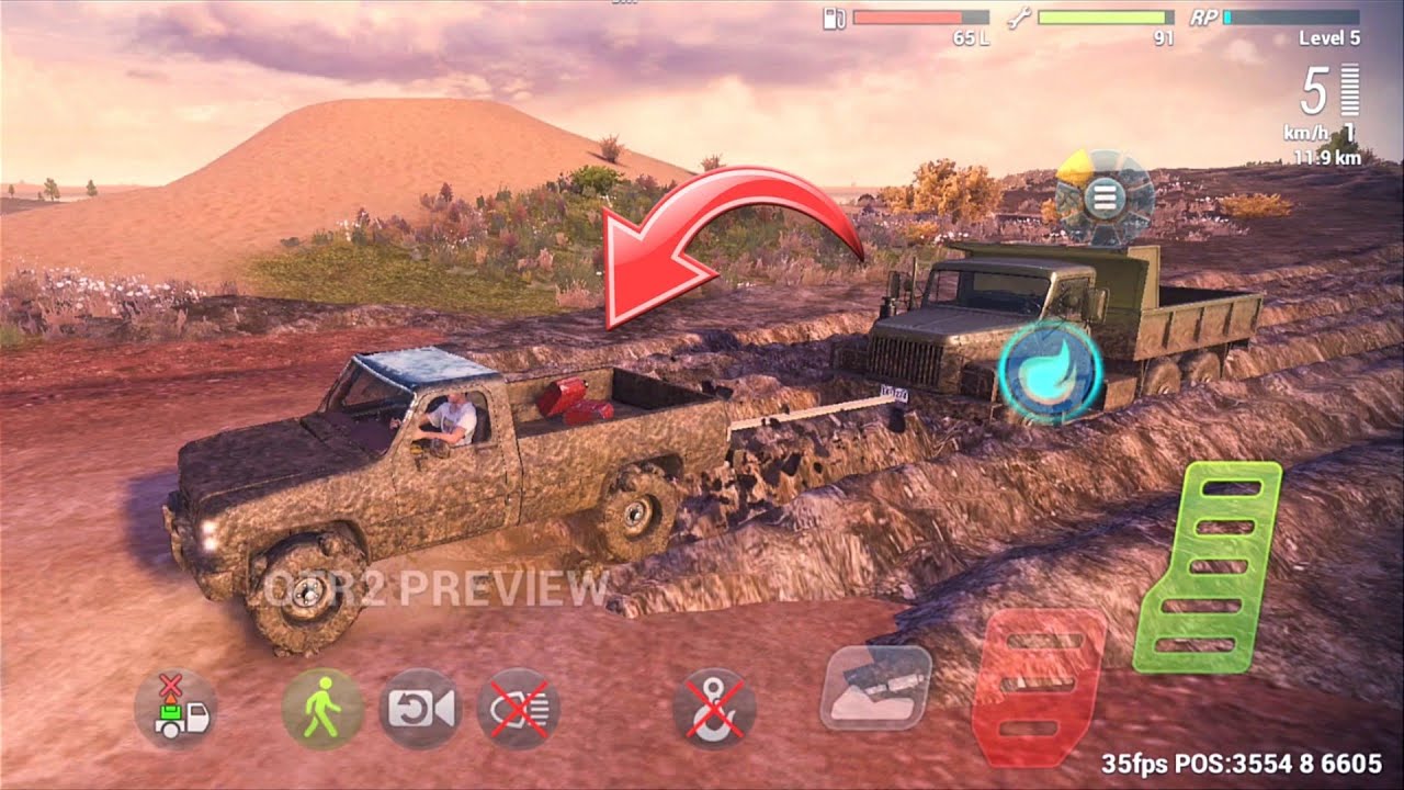 Pickup Truck Refueled & Pulled Loaded Truck On Full Muddy Road | Off The Road 2 (OTR2) Gameplay HD