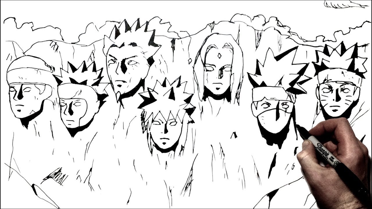 How to Draw Hokage Mountain | Step By Step | Naruto