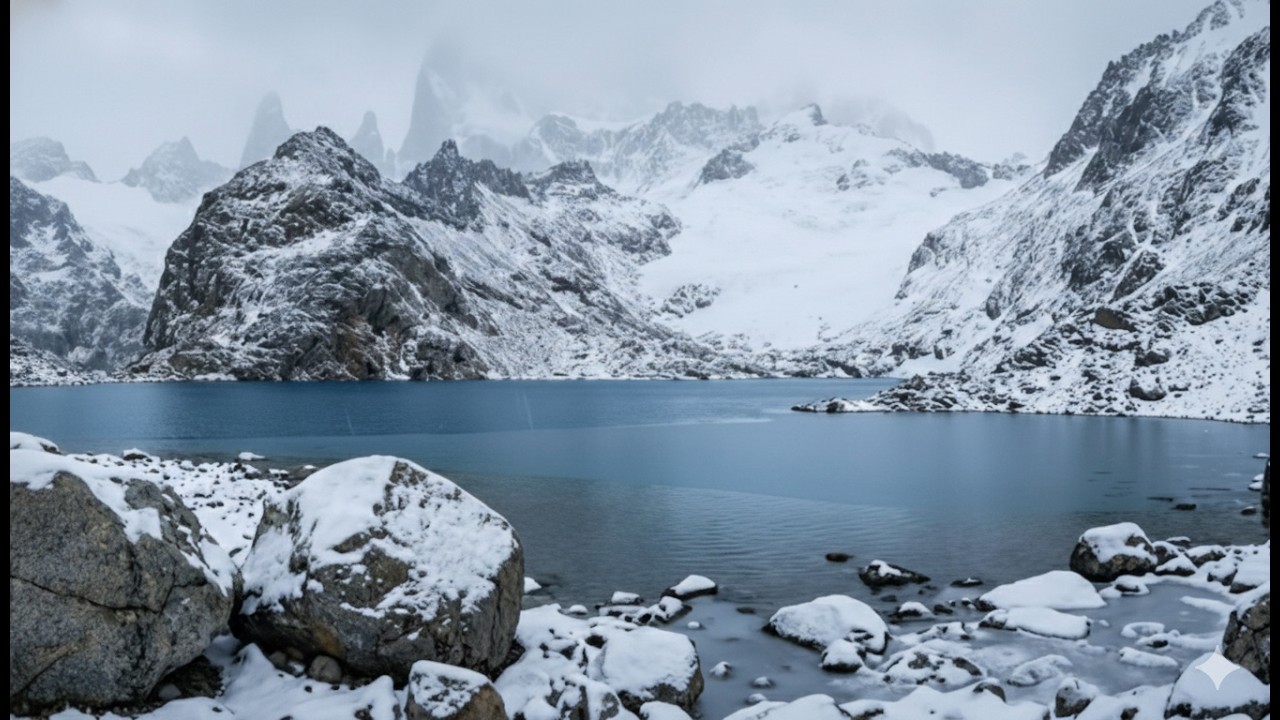 10 Hours Snowstorm at a Frozen Lake | Strong Wind & Distant Water for Deep Sleep