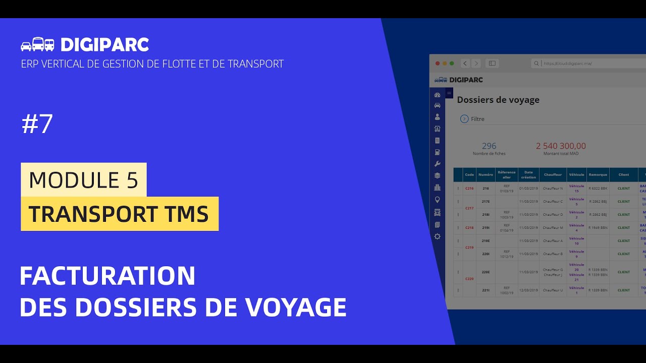 [Digiparc: Module transport] Transport TMS - Facturation des dossiers de voyage