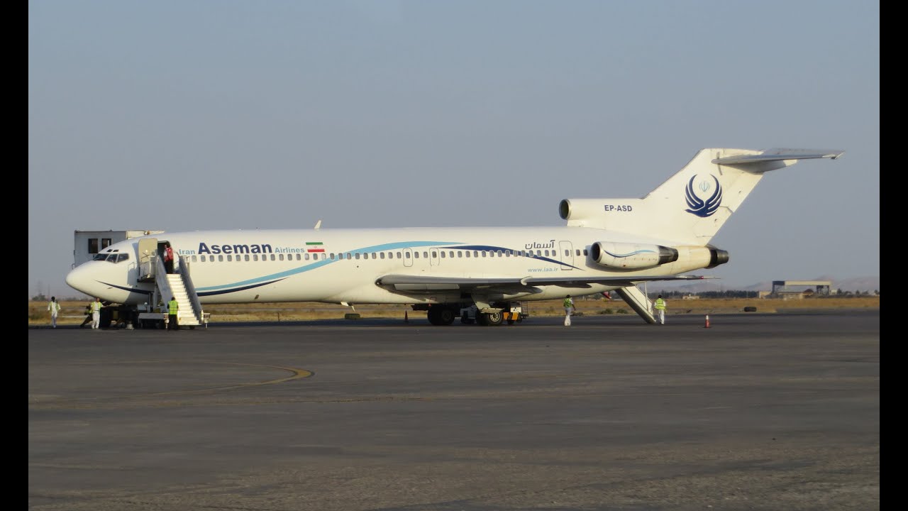 Iran Aseman B727-200 Landing at Mashhad - Window View