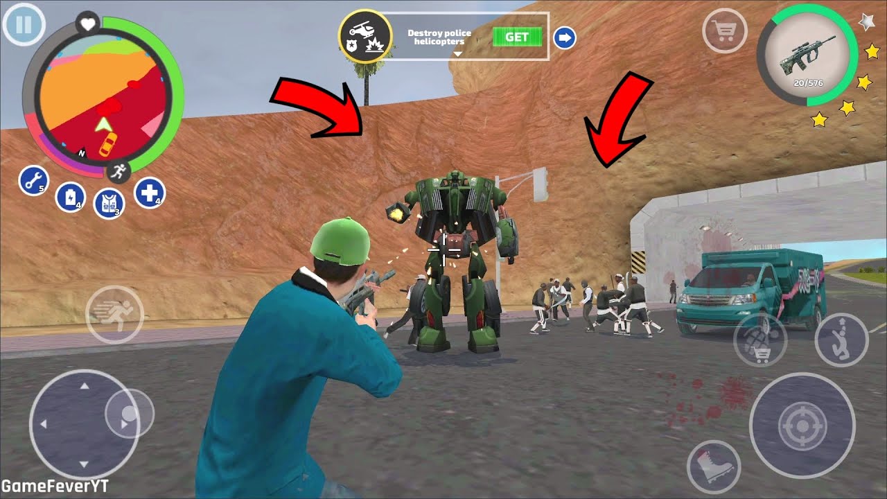 Real Gangster Crime 2 (Police Car Robot Fight Mafia Gangs) Robot in mud bridge - Android Gameplay HD