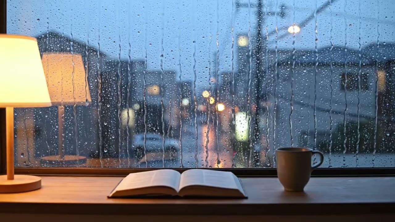 Gentle Rain on Window at Night 🌃 Calm Ambience for Relaxation & Unwind (1 Hours)